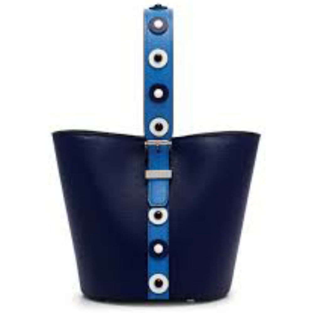 Henri Bendel Blue Leather Bucket Bag